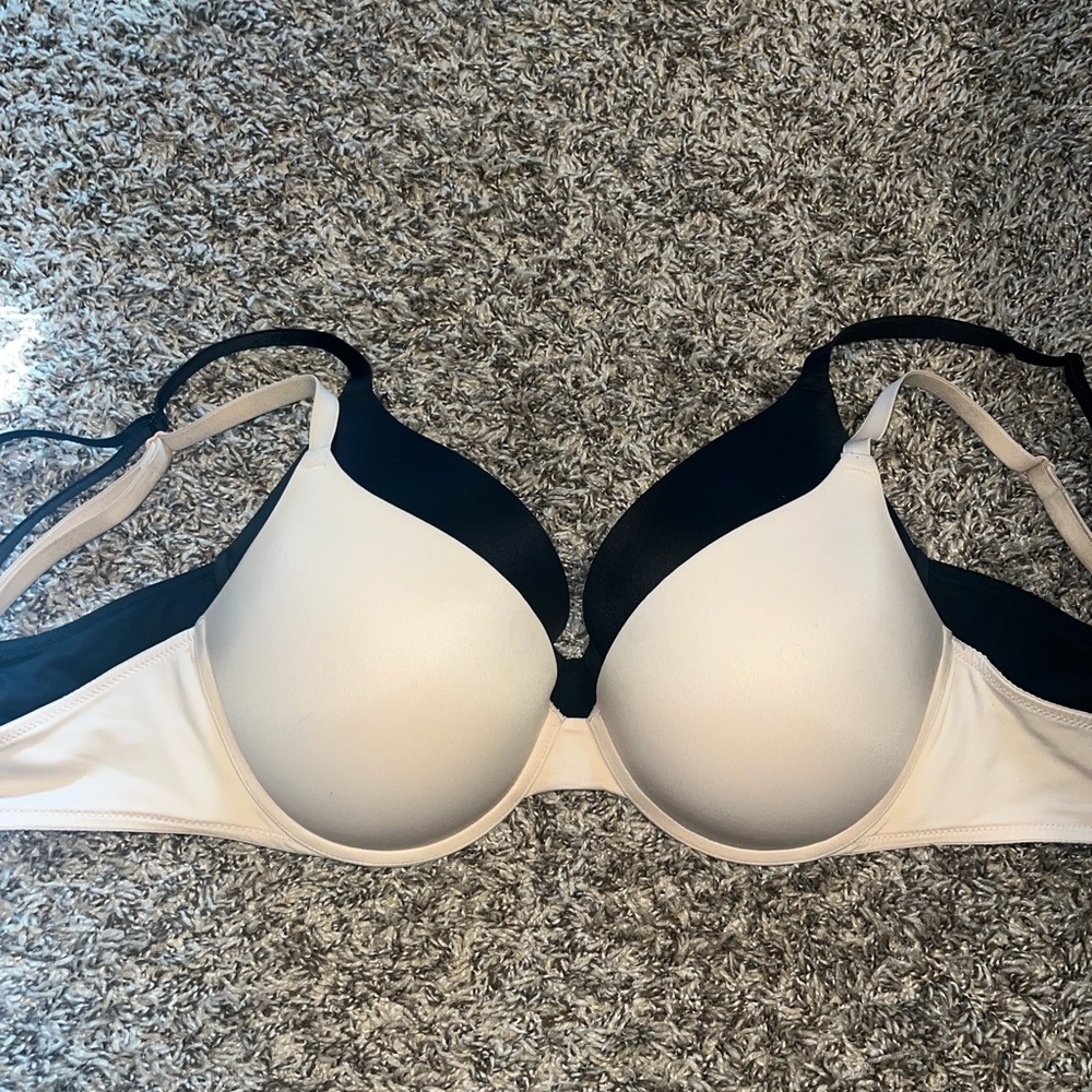 Victoria’s Secret Pink Wear Everywhere Push Up Bra 34DD Nude & Black